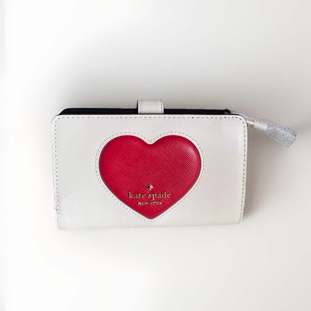 NEW Kate Spade NY Madison Puffy Heart Medium Leather Bifold Wallet, NWT